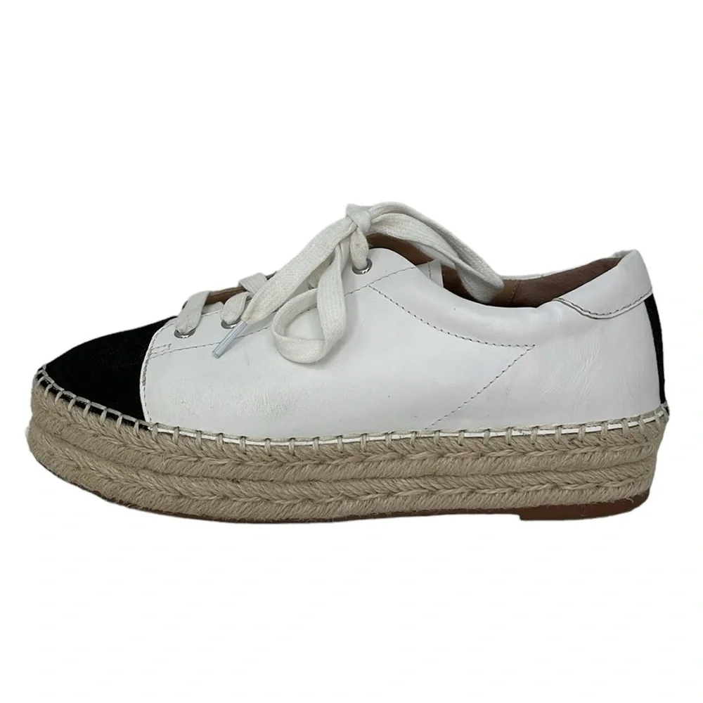 Linea Paolo Sneakers Women's 7.5 White Leather Espadrille Lace Up Shoes
